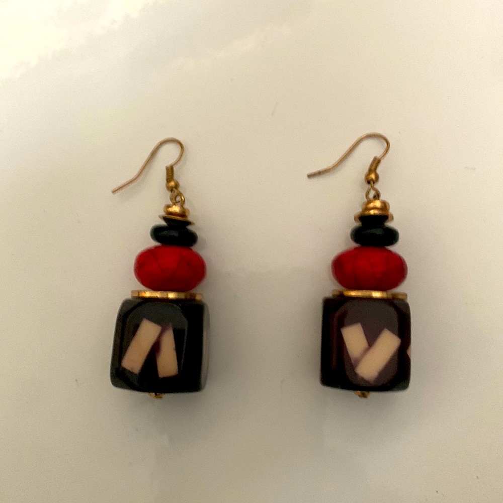 Chicos, black, red and white earrings